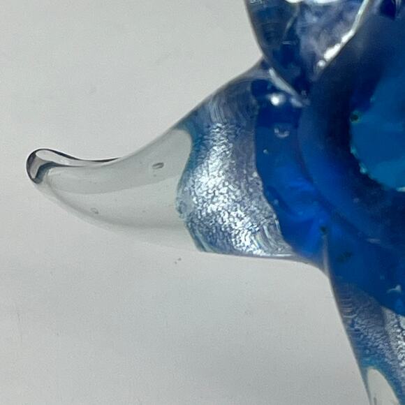 Blue Silver Art Glass Starfish Paperweight Mouthblown Handmade Figurine Decor - Picture 7 of 9